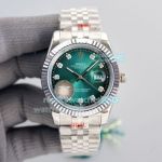Copy Rolex Datejust 41MM Green Dial Fluted Bezel Jubilee Watch